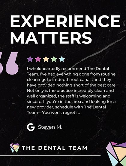 Testimonial for The Dental Team's exceptional service.