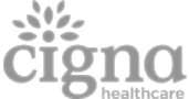 Cigna healthcare logo in grayscale.
