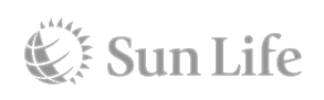 Sun Life logo design with globe and sun.